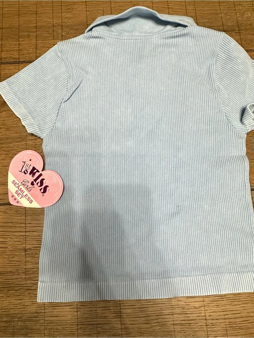 Kiss Seamless Light Blue Ribbed Kids Ribbed 2 Piece Set Girls 10-12 NWT